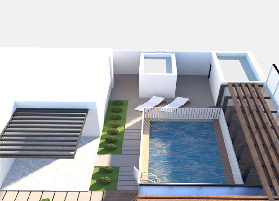 Swimming Pool and Service Block at West Yas